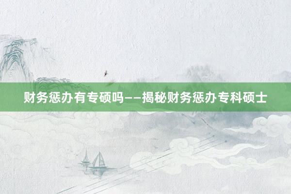 财务惩办有专硕吗——揭秘财务惩办专科硕士